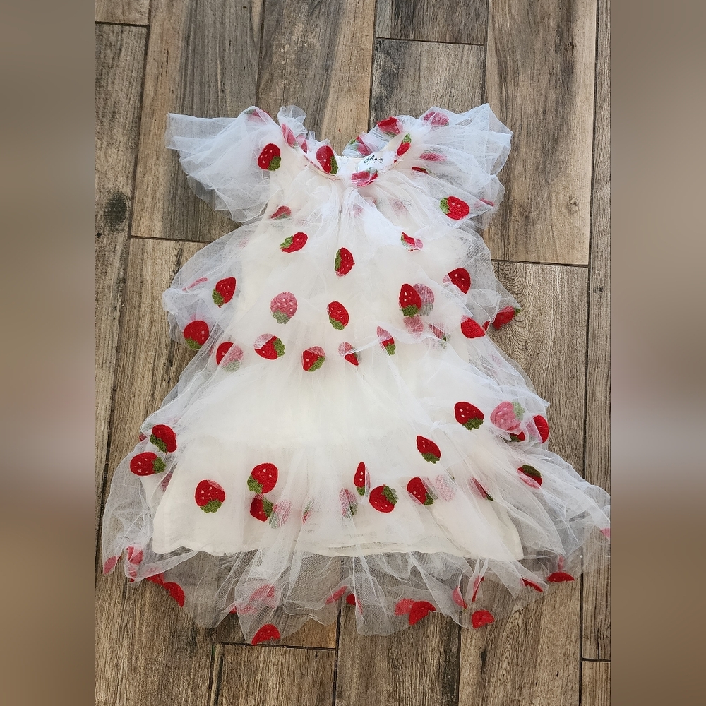 Lola And The Boys Strawberry Tulle Dress Size 6 Girls